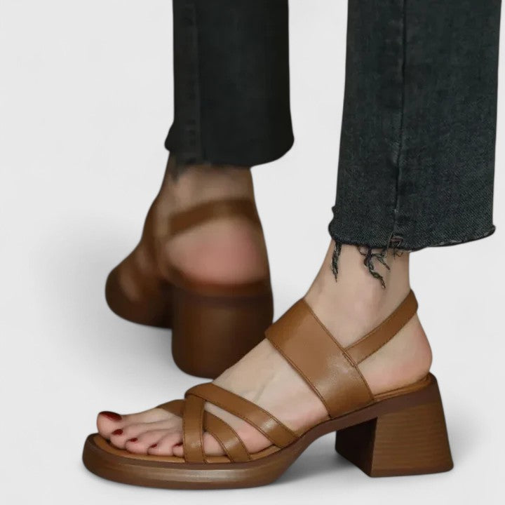 Open Toe Strappy Slingback Platform Block Heel Sandals