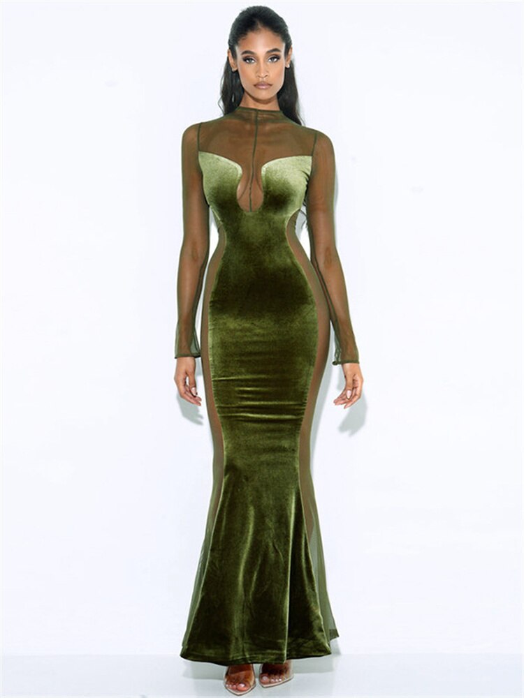 Patchwork Sheer Mesh Dress