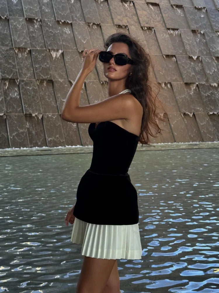 Zara Strapless Velvet Backless Mini Dress