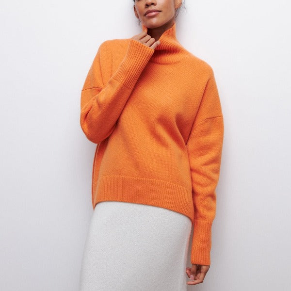 Turtleneck Short Sleeve Oversized Knit Sweater