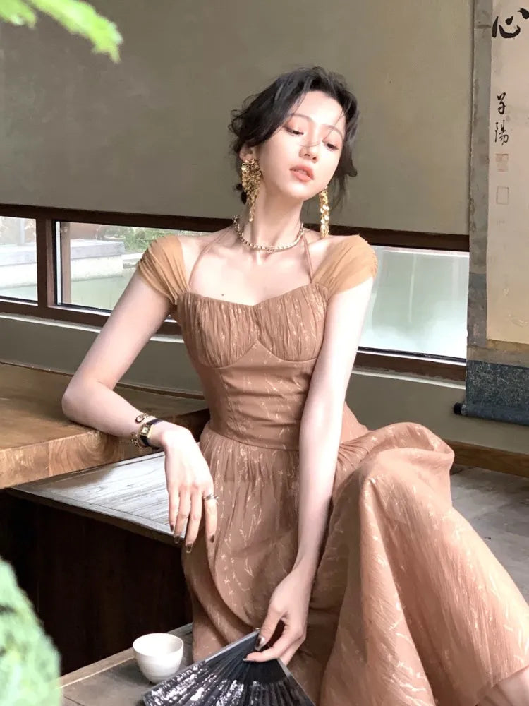 Vintage Midi Dress For Women Summer Elegant Prom Evening Party Vestidos Fashion Female Clothing Office Ladies Dresses