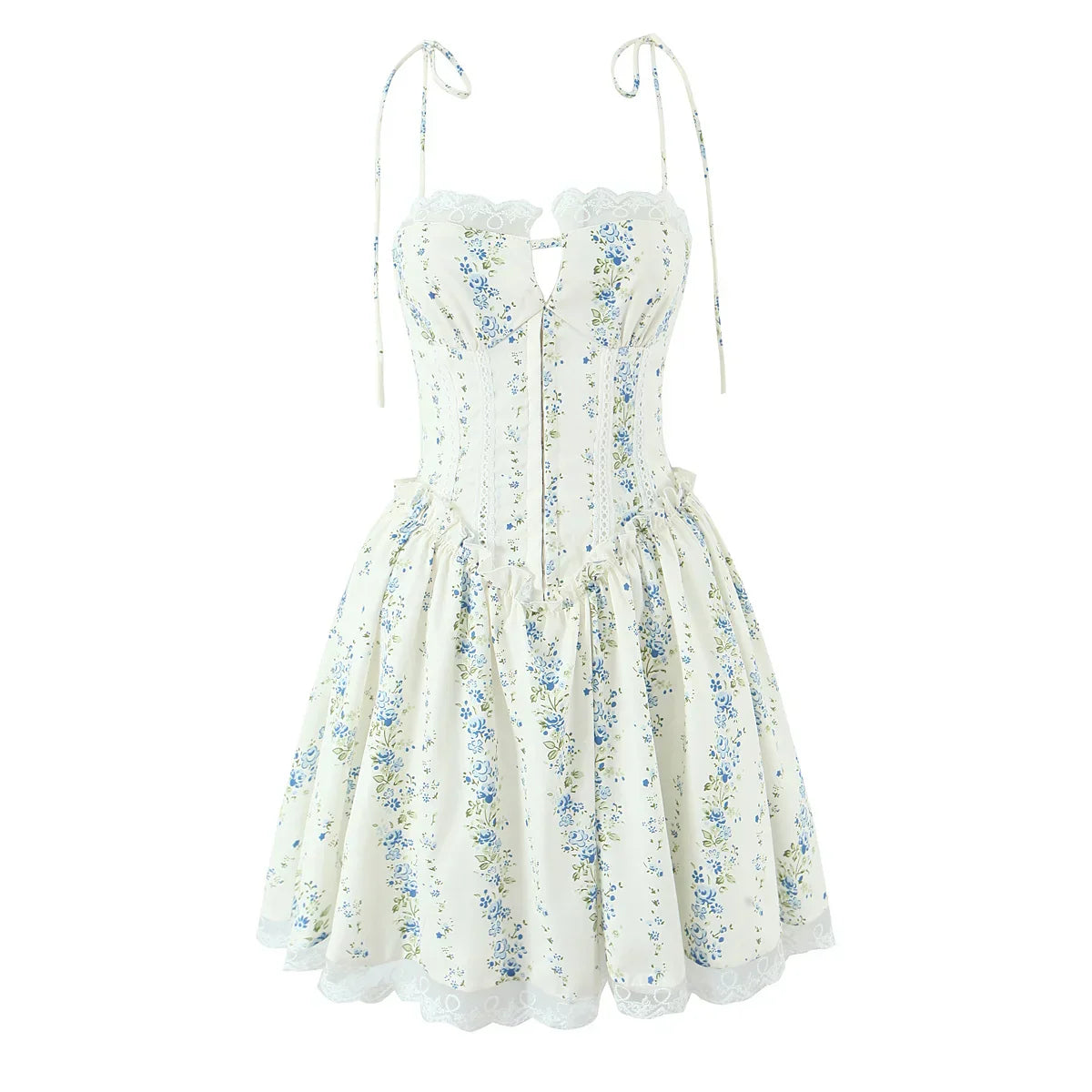 IRIS FLORAL MINI DRESS Blue