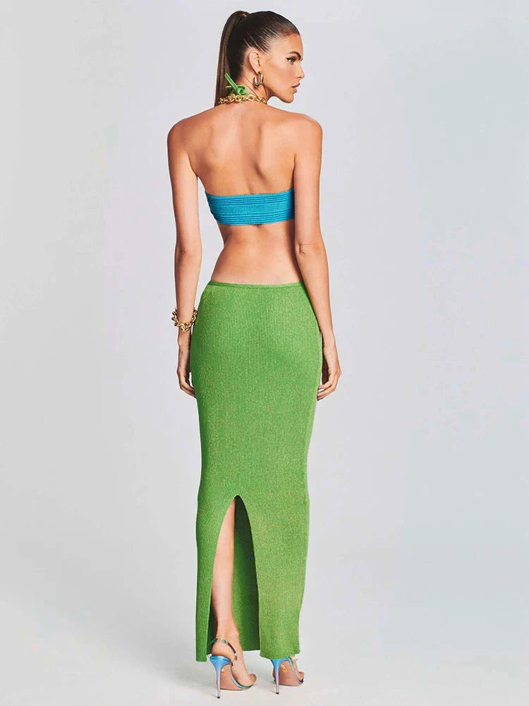 Halter Neck Shoulder Bikini Wrap Knit Beach Cover - Up