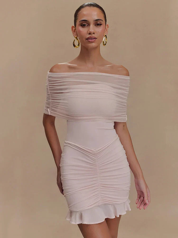Strapless Mesh Ruffled Backless Mini Dress - View 4