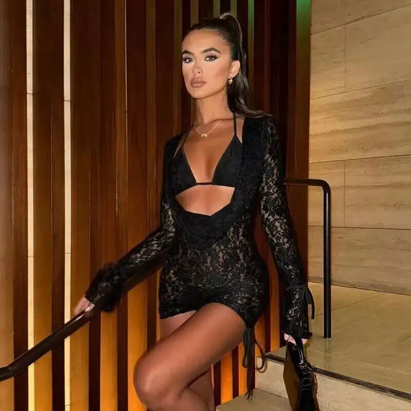 Strapless Lace Backless Party Mini Dress - View 6
