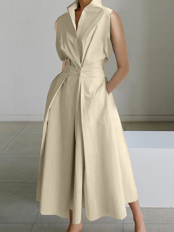 Rocío Exclusive White Shirt Collar Urban Cotton Dress Evening Wear Edit
