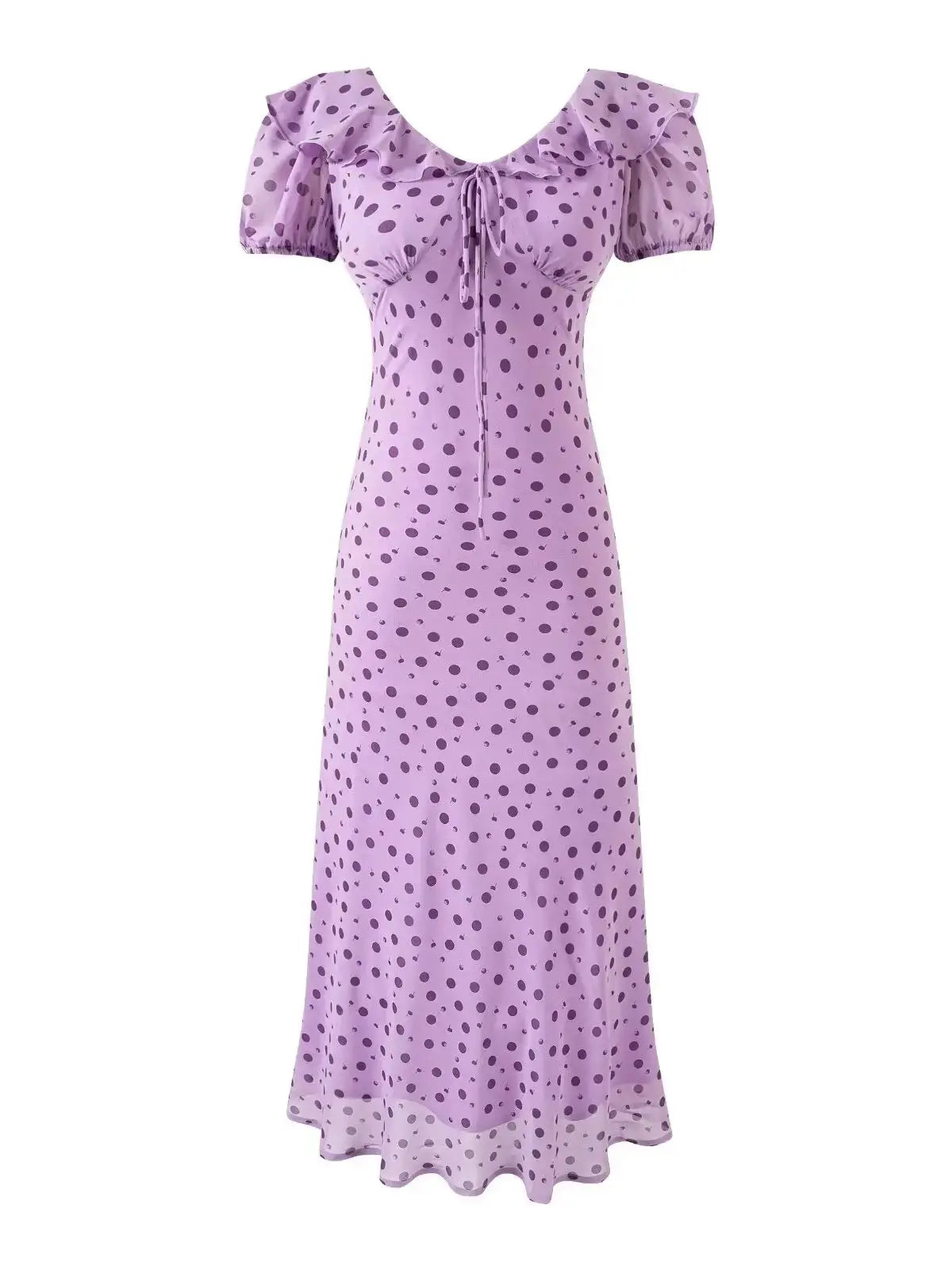 LUCIA MIDI DRESS Lilac Dot