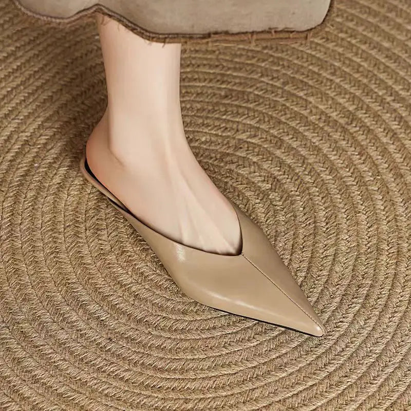 Pointed Toe Backless Wedge Heel Mules