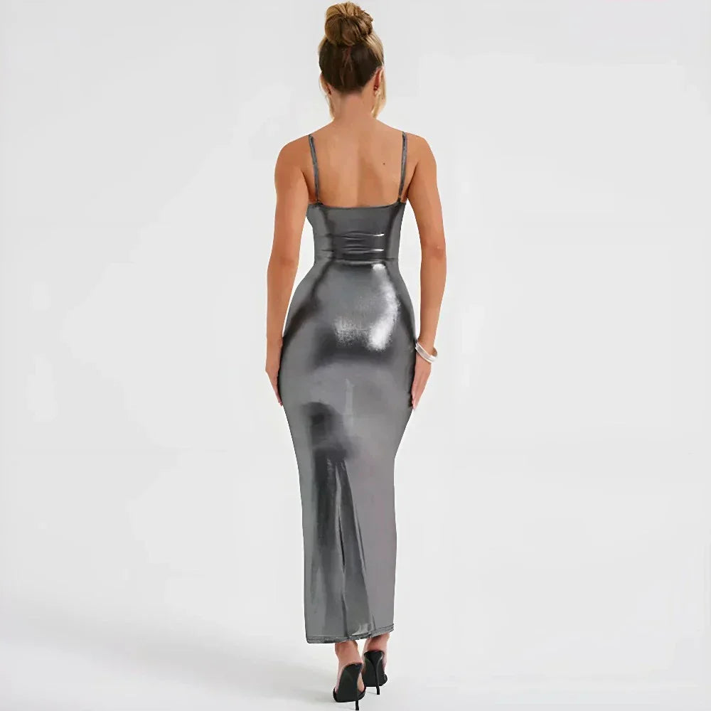 Love's Lexicon Metallic Maxi Dress