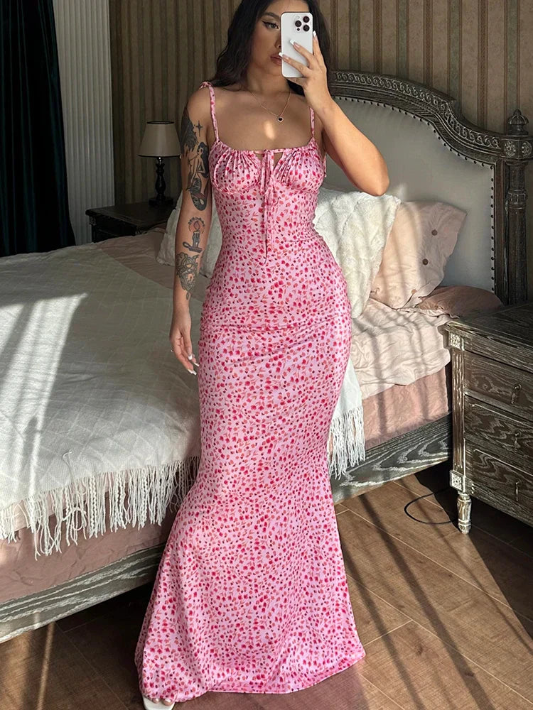 Sleeveless Lace Up Backless Floral Dress 6