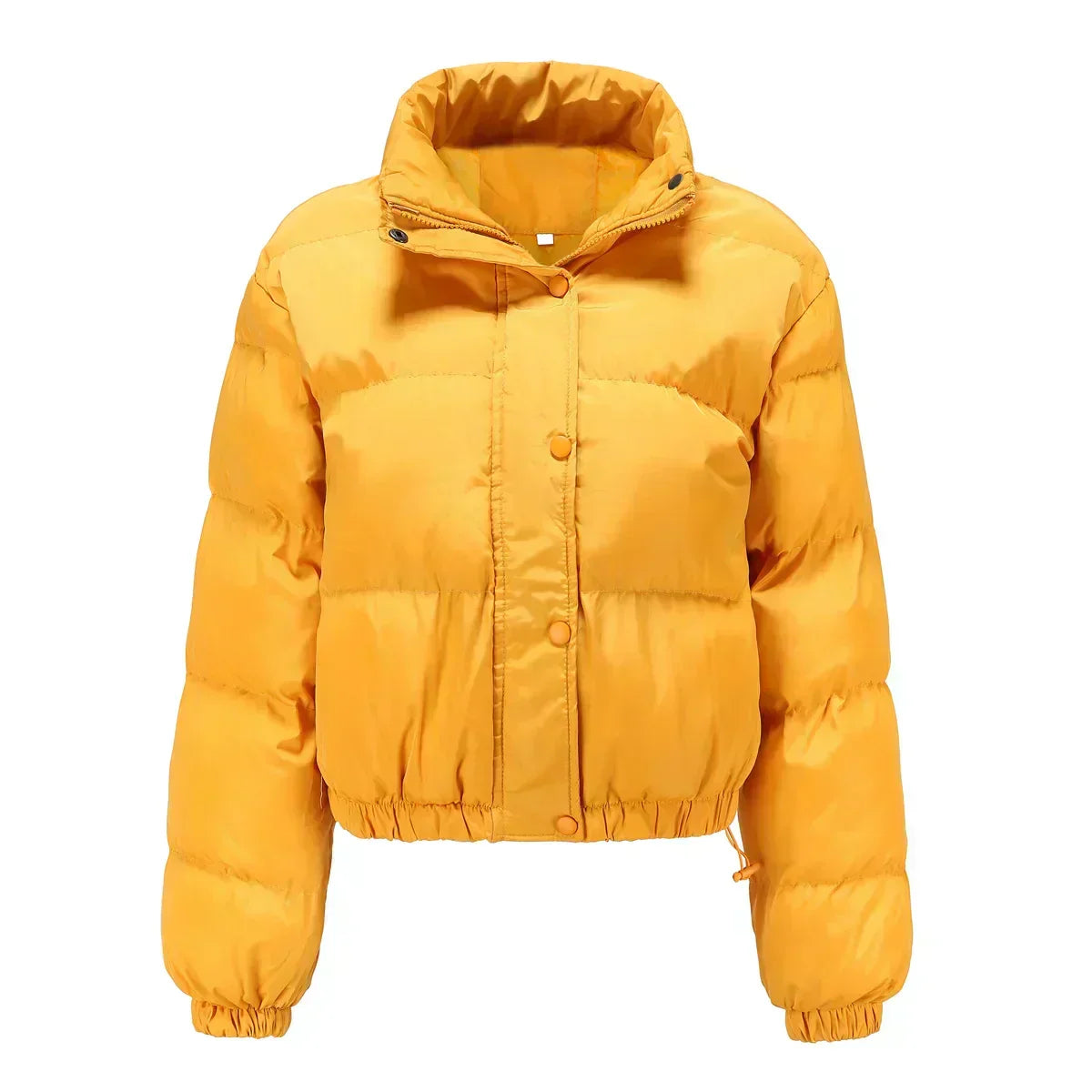 Stand Collar Long Sleeve Cropped Puffer Jacket