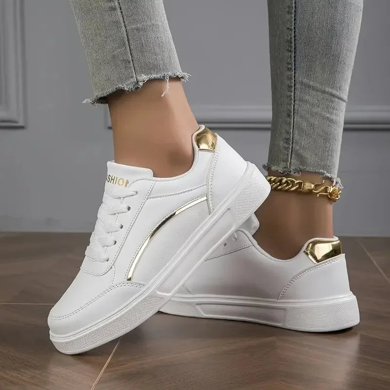 Lace Up Metallic Accent Low Top Sneakers