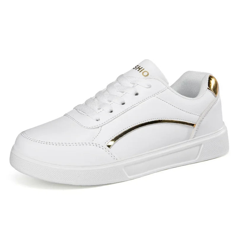 Lace Up Metallic Accent Low Top Sneakers