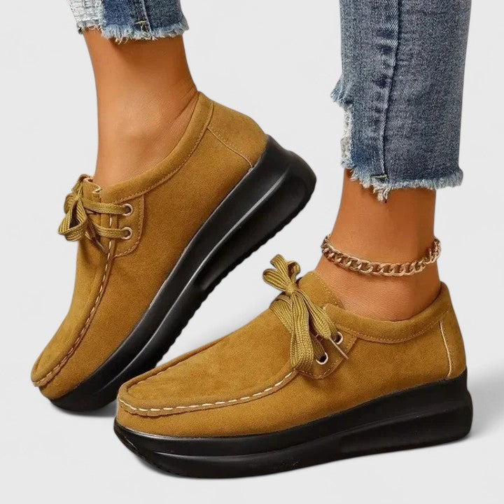 Lace Up Suede Look Platform Moccasin Sneakers