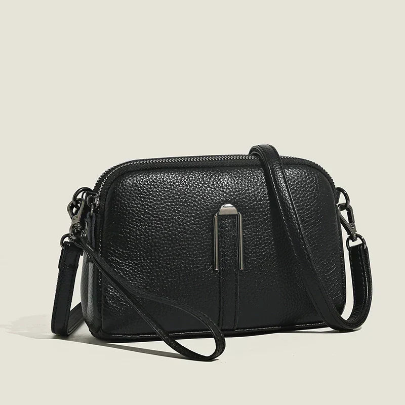 Zip Top Structured Small Crossbody Bag