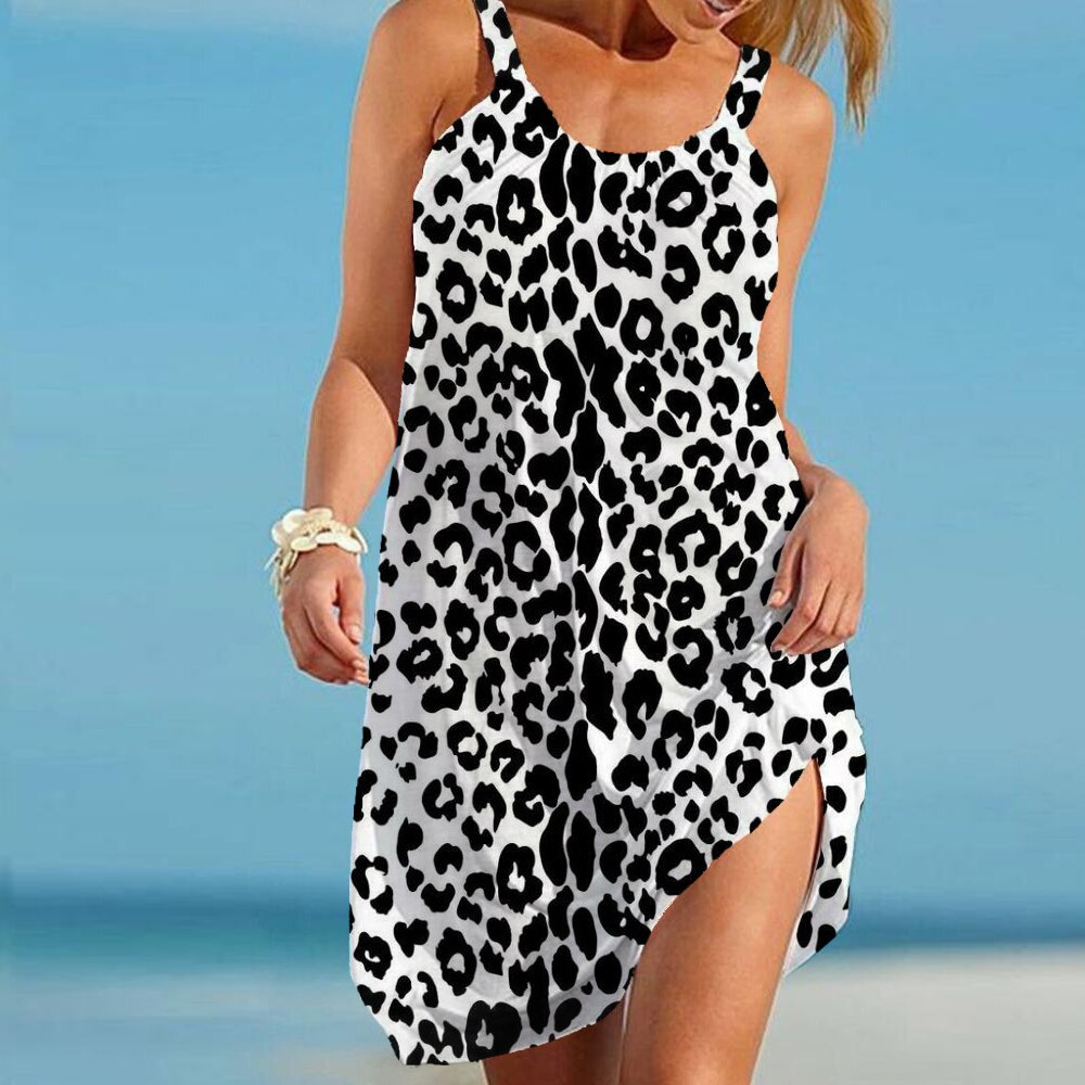 Wide Strap Scoop Neck Shift Mini Summer Dress