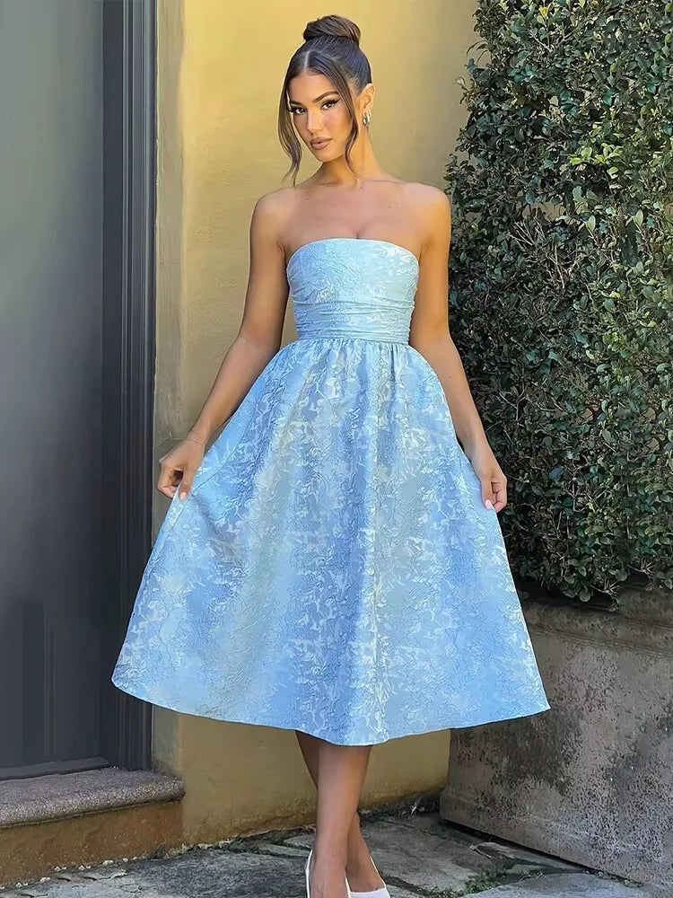 Bow Backless Jacquard A Line Mini Dress 13