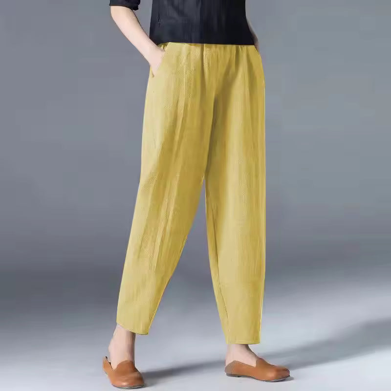 High Waist Tapered Leg Pull On Pants