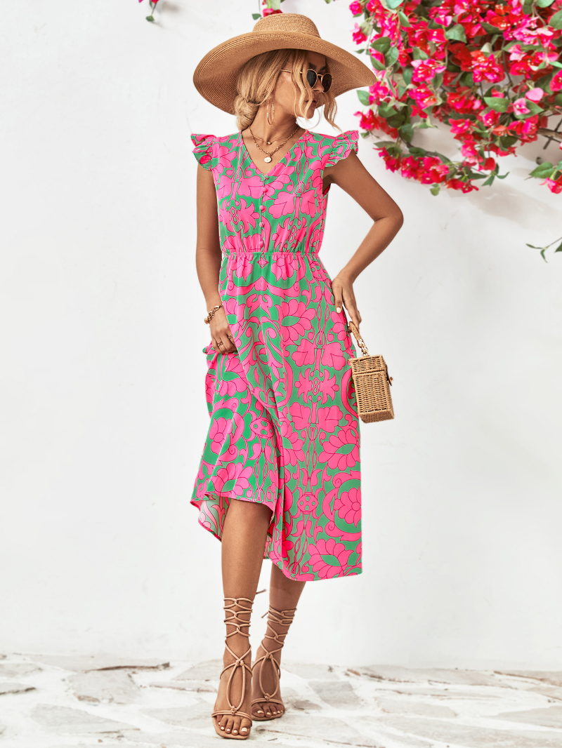 Printed Oriana Midi Dress for Women Light Breezy Style