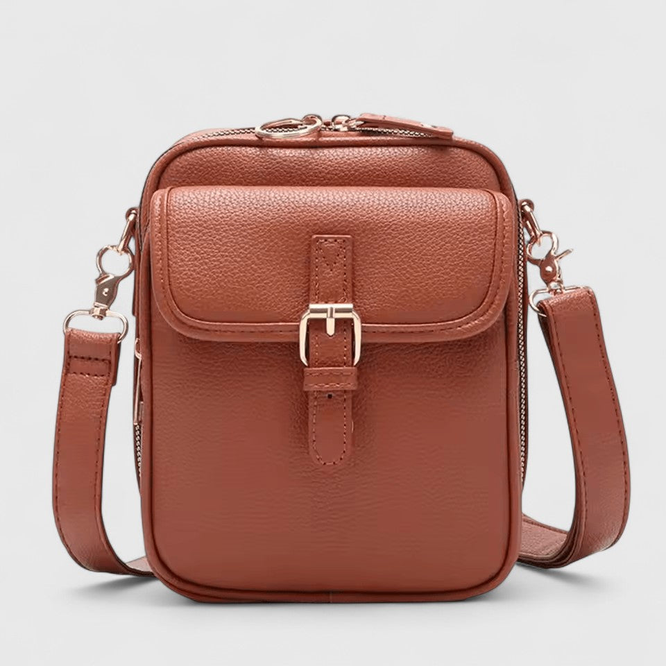 Buckle Flap Pocket Faux Leather Crossbody Bag