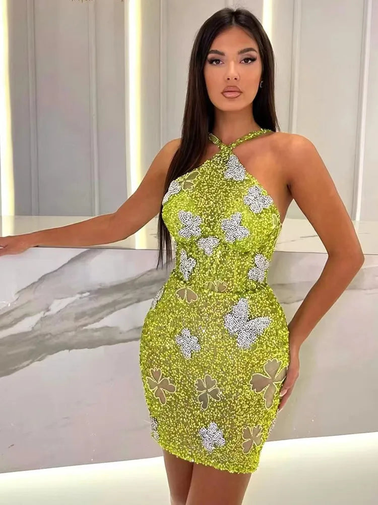 Mesh V-Neck Sleeveless Bodycon Maxi Dress