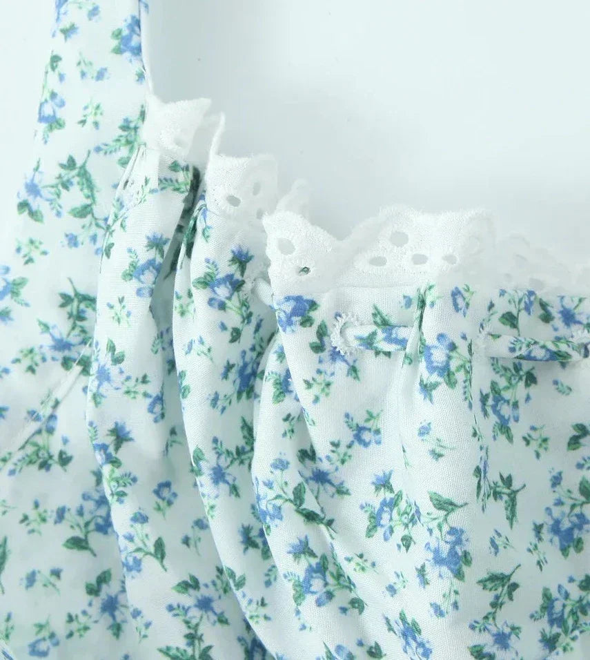 Floral Halter Neck Bow Fit and Flare Midi Dress