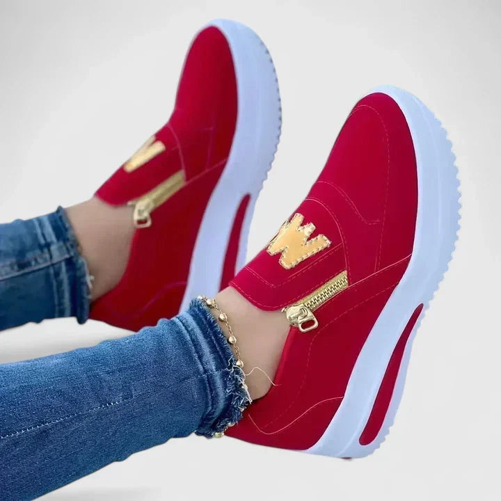 Zip Front Platform Slip On Sneakers