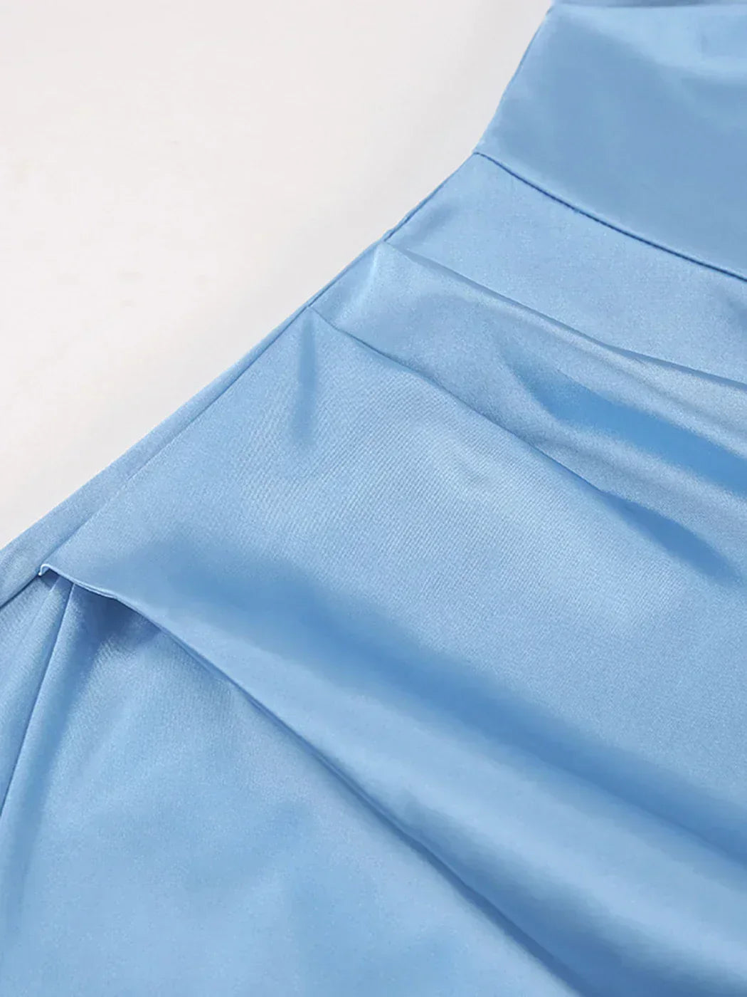 Satin Halter Neck Ruched Bodice High Split Bodycon Maxi Gown