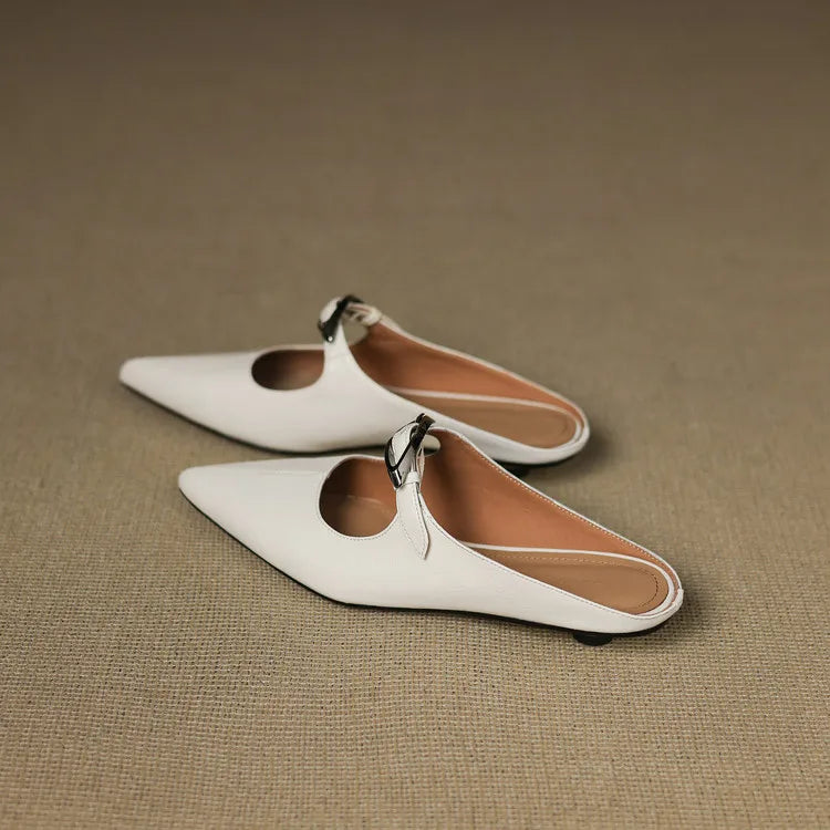Pointed Toe Buckle Strap Low Heel Mary Jane Pumps