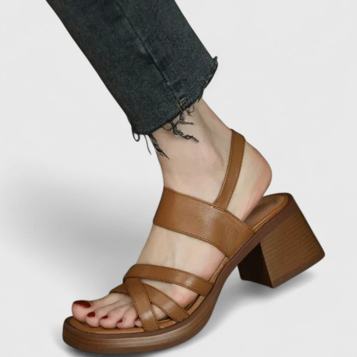 Open Toe Strappy Slingback Platform Block Heel Sandals