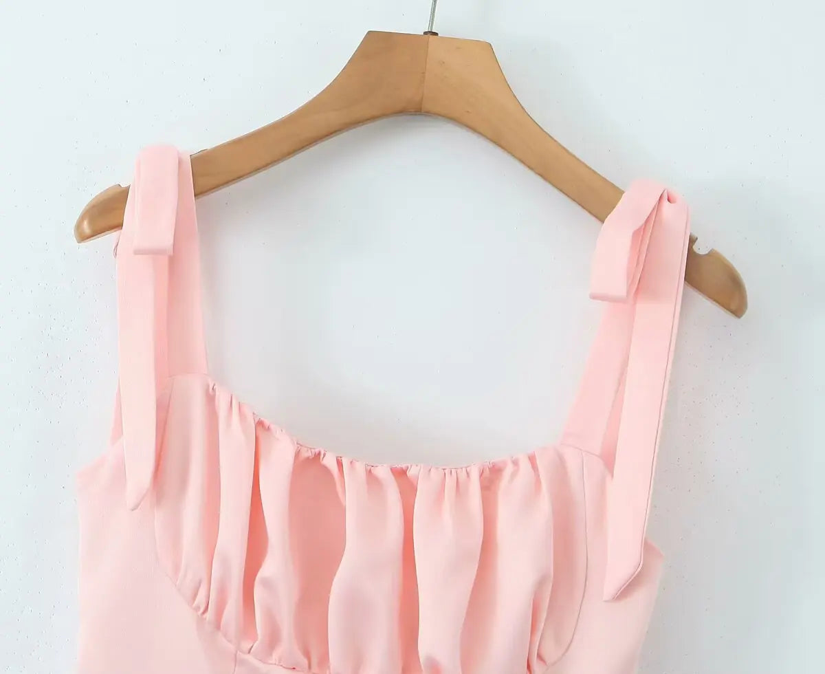 Tie Shoulder Bustier Lace Up Corset Back Fit and Flare Mini Party Dress