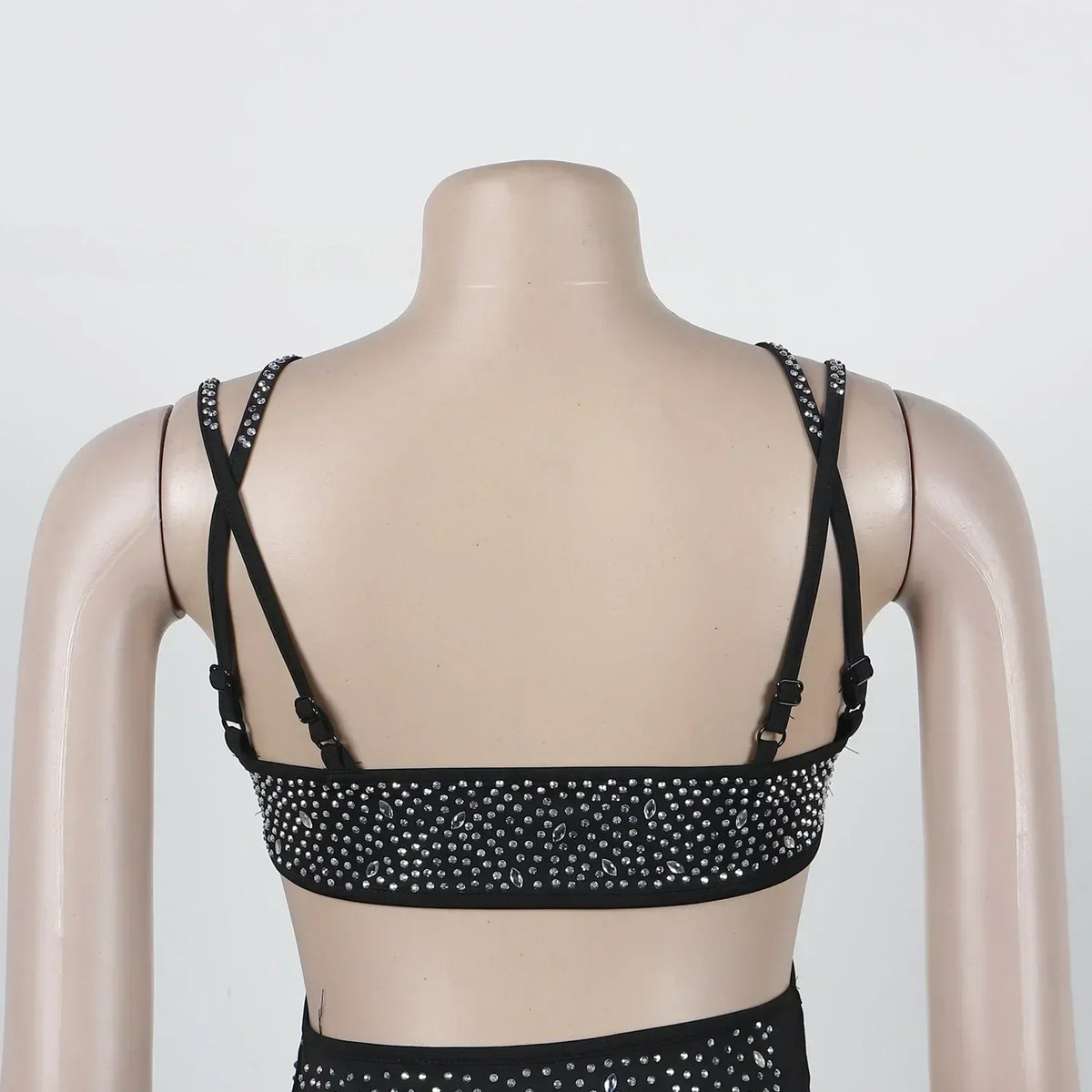 Spaghetti Strap Mesh Black Long Dress - View 11