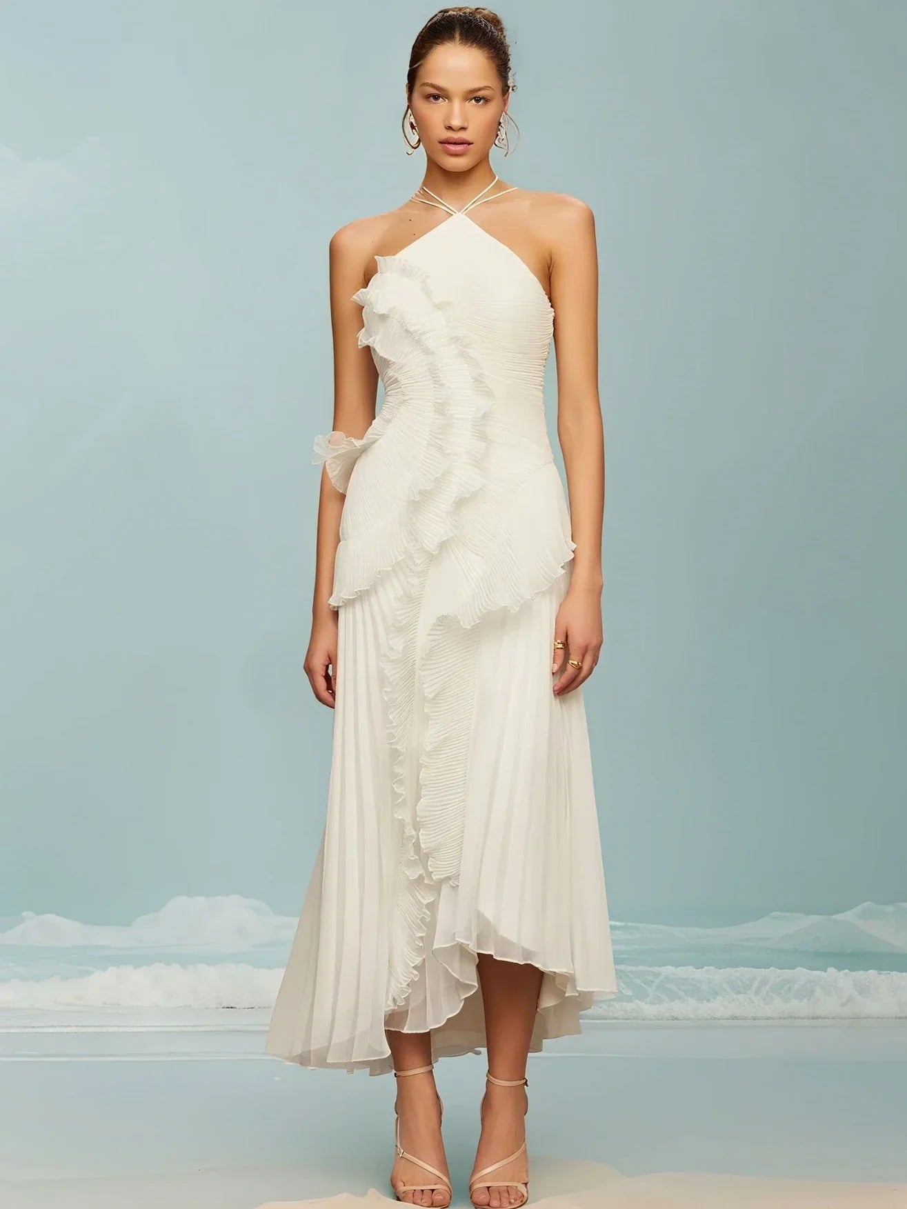 SEMANA RUFFLE MAXI DRESS White