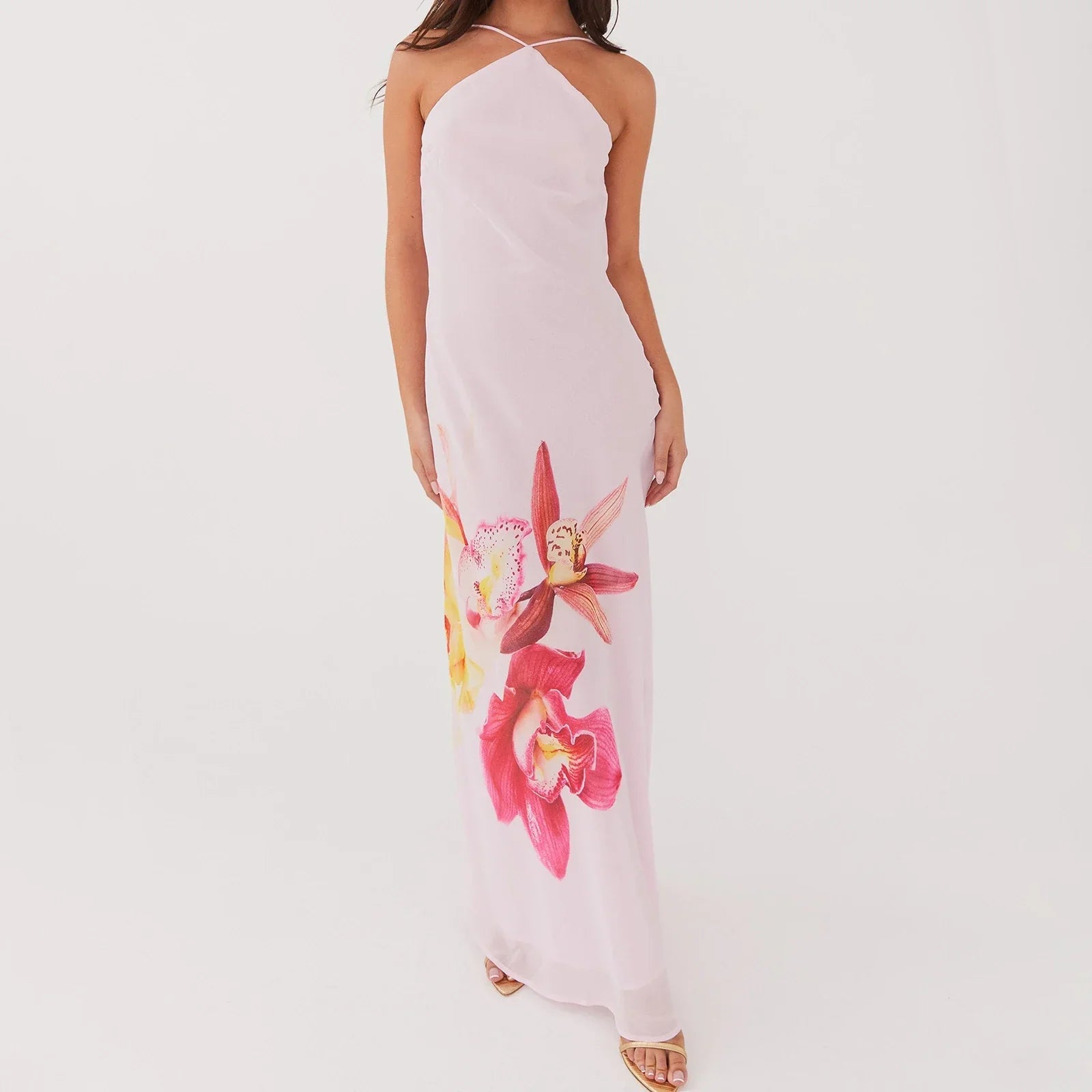 Halter Layered Party Floral Dress