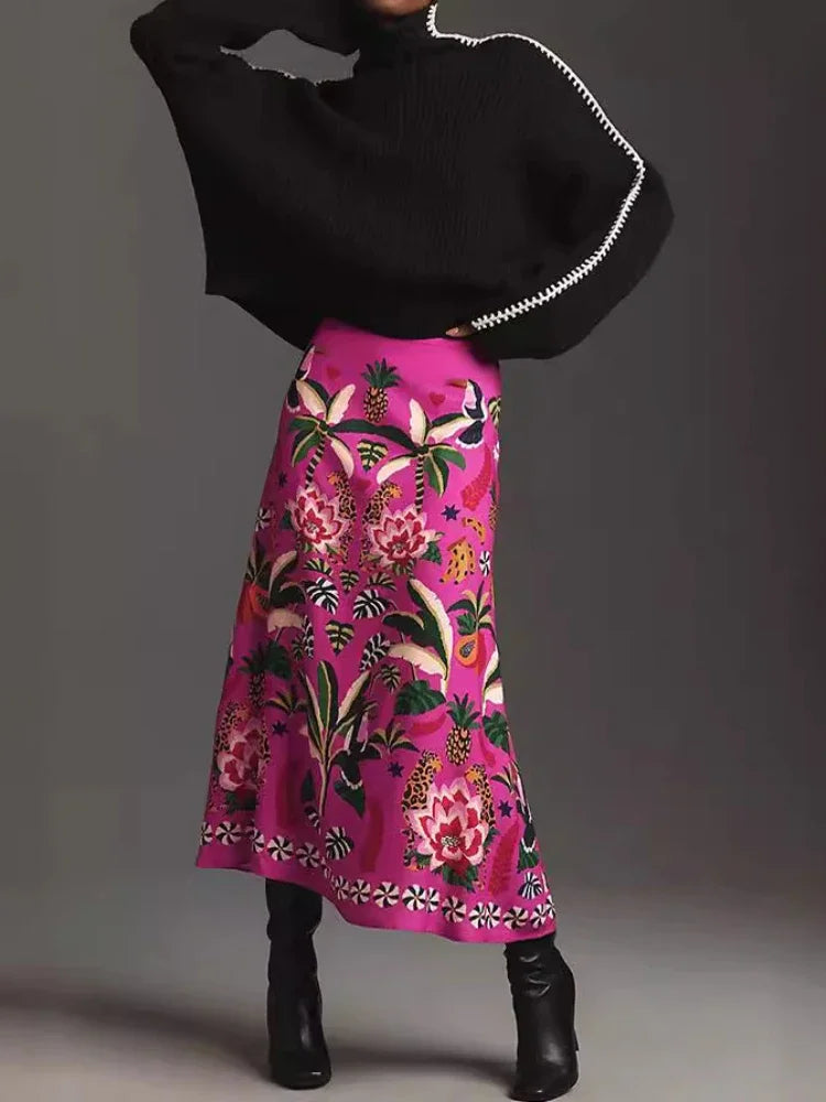 Floral Square Neck Puff Sleeve Midi Two Piece Set