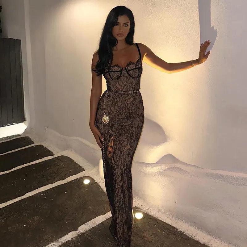 In My Glamour Lace Chain Belt Maxi Dress - View 5