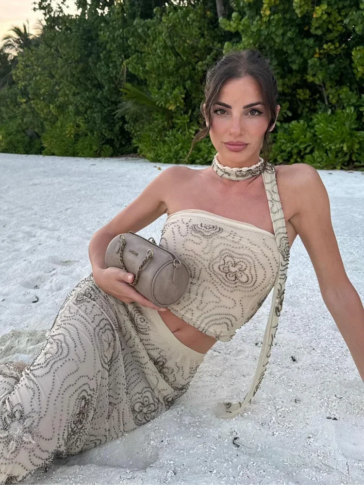 Sequin Off Shoulder Maxi Dress - View 4