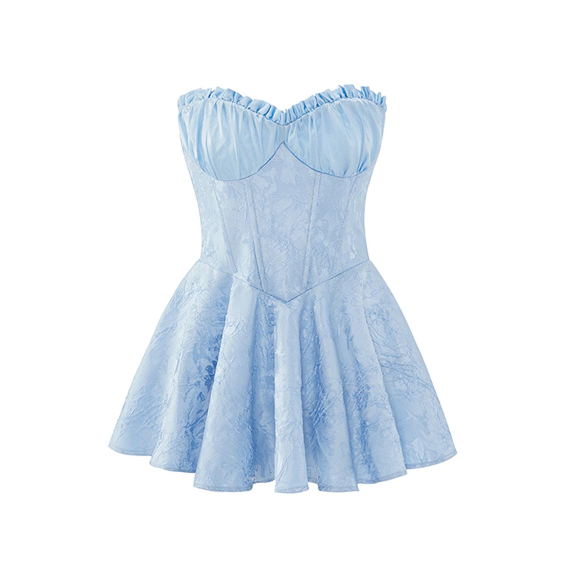 Strapless Corset Ruffle Peplum Mini Dress