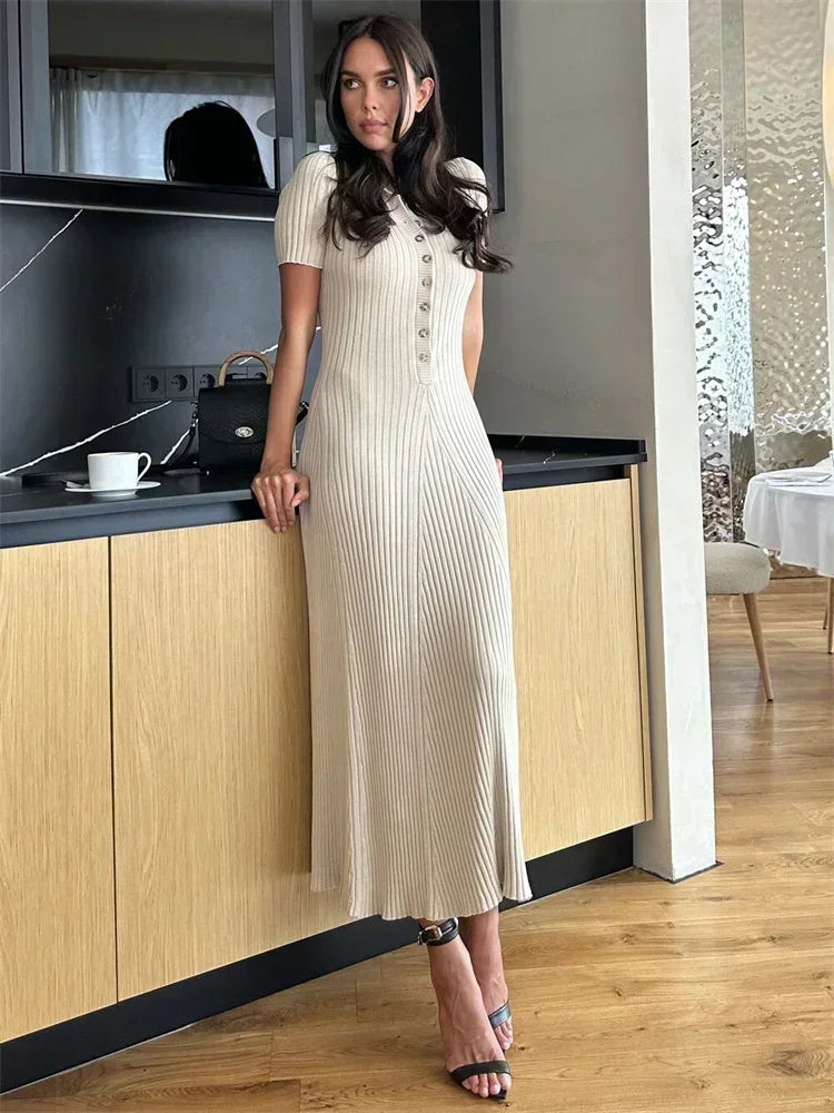 PENELOPE KNITTED MAXI DRESS Khaki