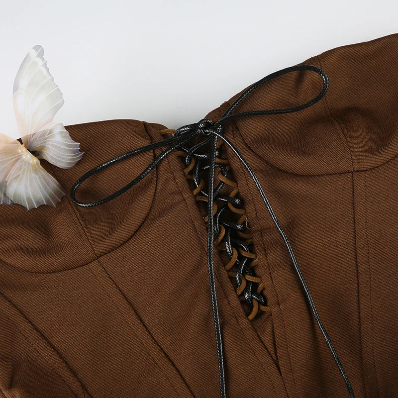 Sexy Women Butterfly Detail Strapless Long Dress Aesthetic Chic Detachable Corset Top Vintage Graceful Maxi Dresses