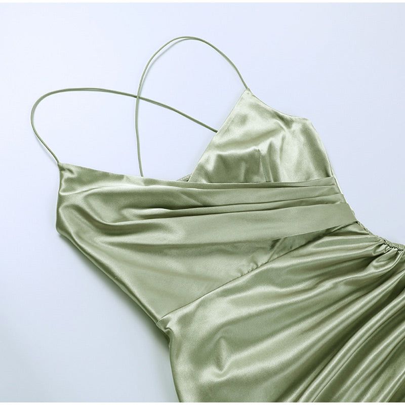 Magnificence Of Her Ruched Satin Midi Dress - View 10