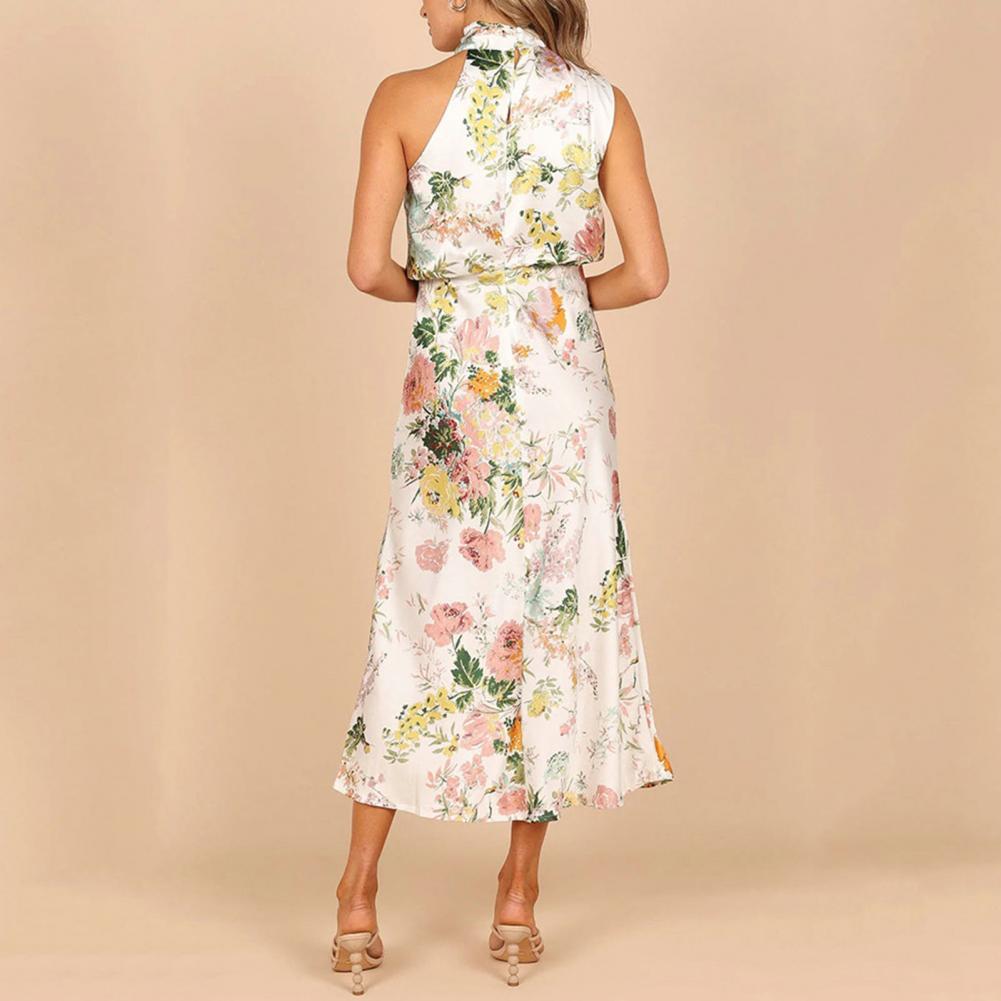 Olga Exclusive Backless Dress with Floral Pattern and Collar Statement Occasion Edit