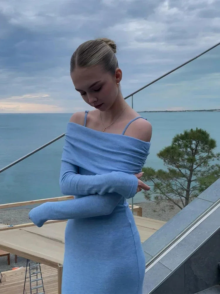 Off Shoulder Long Sleeve Bodycon Maxi Dress - View 3