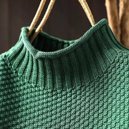 Mock Neck Long Sleeve Chunky Knit Sweater