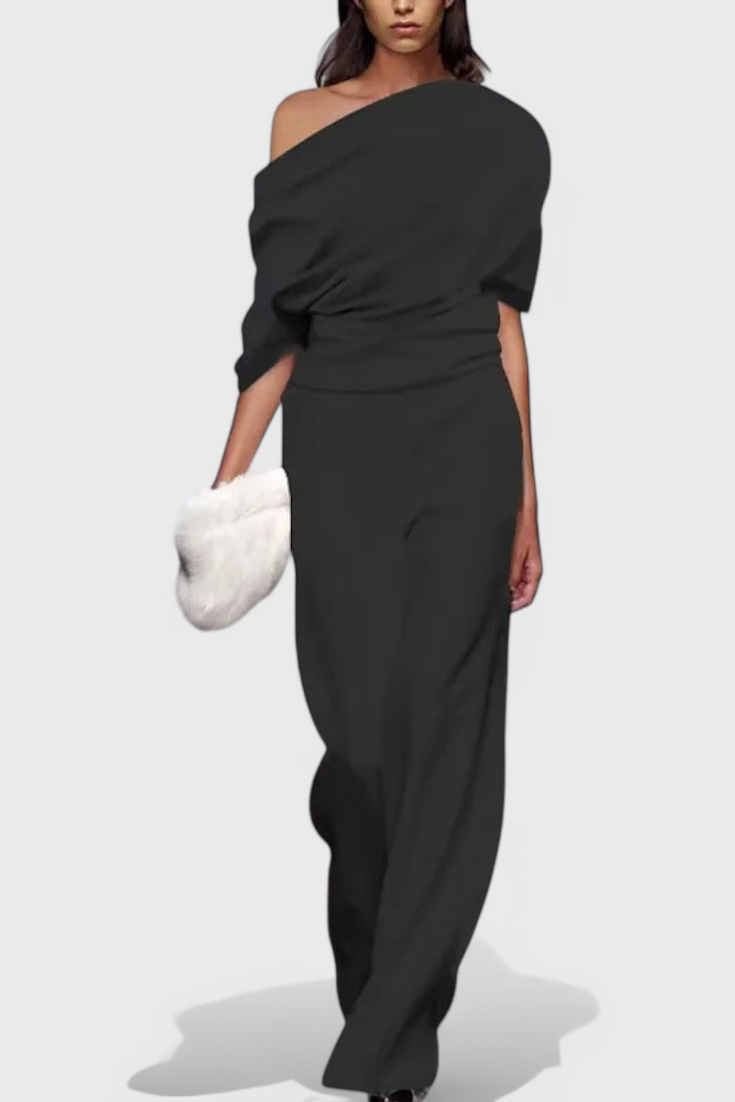 One Shoulder Wide Leg Jumpsuit