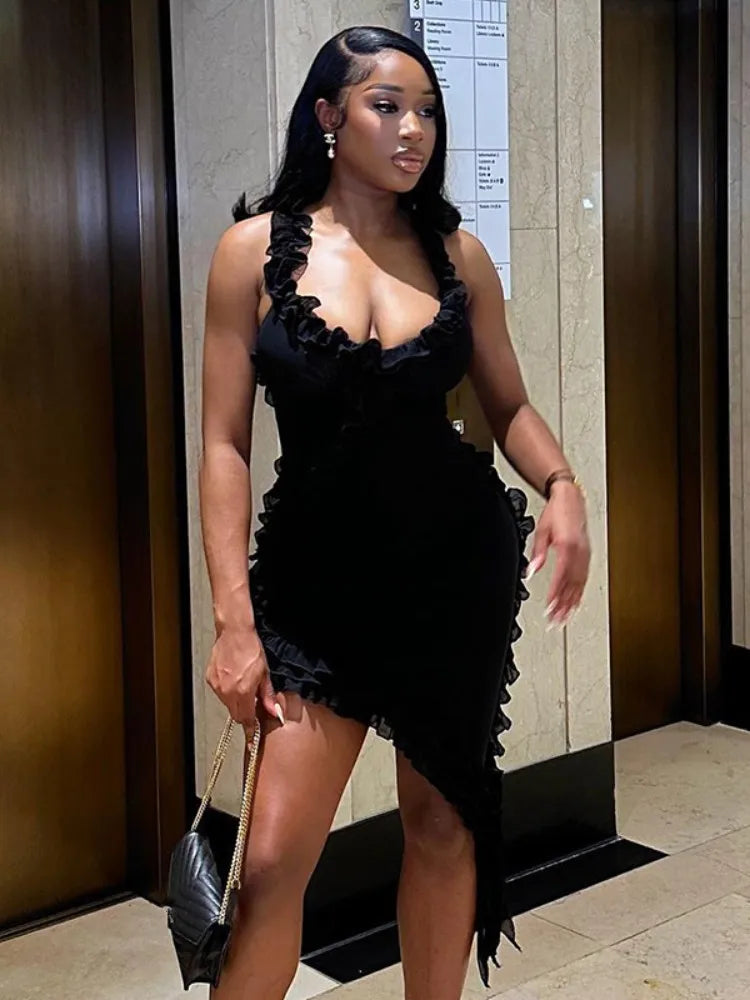 Ruffles Mesh Sleeveless Backless Party Dress 4