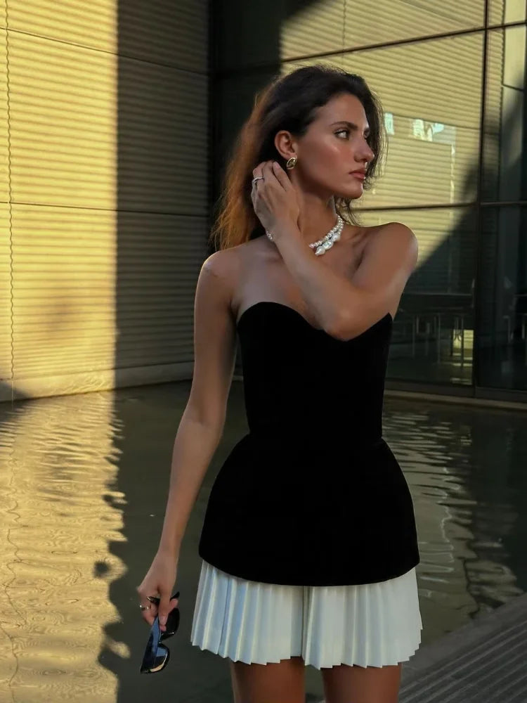 Zara Strapless Velvet Backless Mini Dress