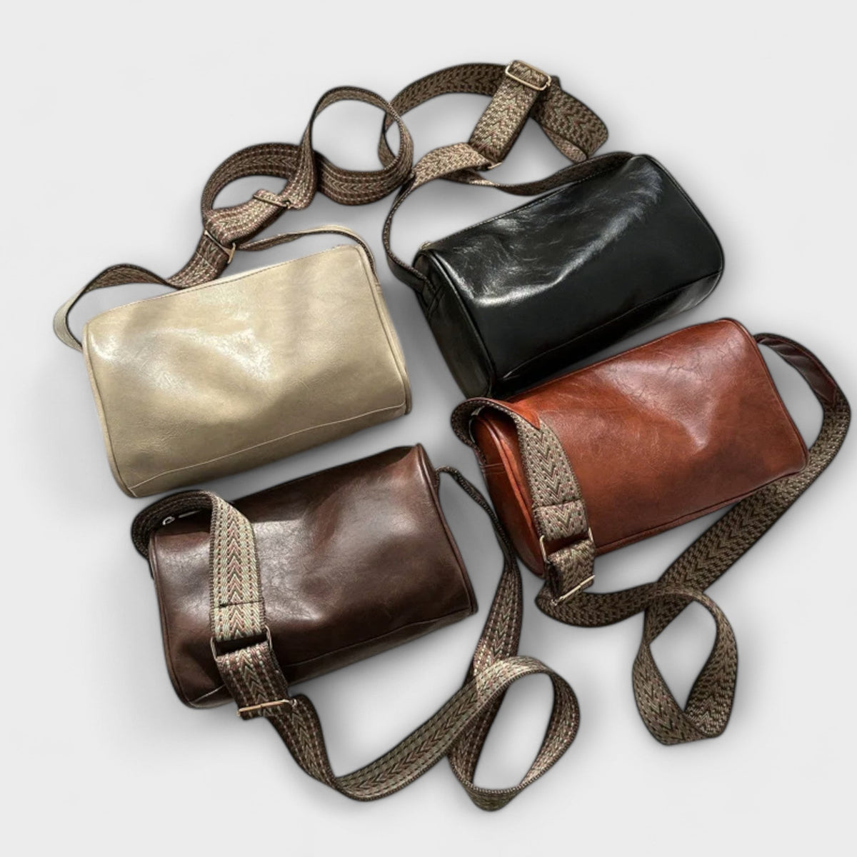 Faux Leather Woven Strap Crossbody Bag
