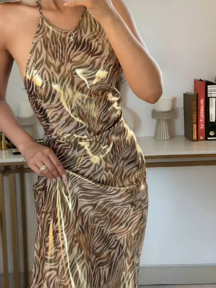Backless Halter Neck Luxury Party Dress - View 2