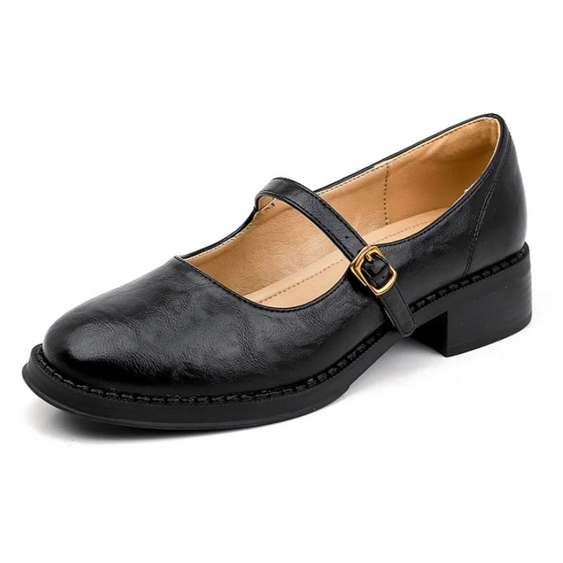 Round Toe Ankle Strap Mary Jane Flats